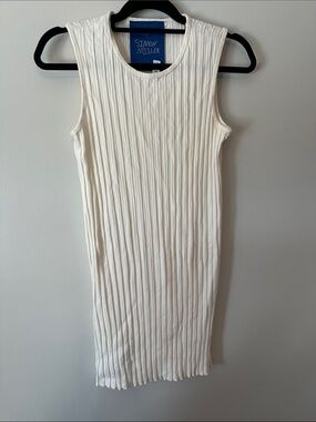 Simon Miller Cream Ribbed Sleeveless Midi Dress
